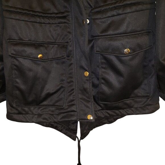 YOKI | Black Anorak Zipper Trim 100% Polyester Rain Coat XL - Picture 5 of 14